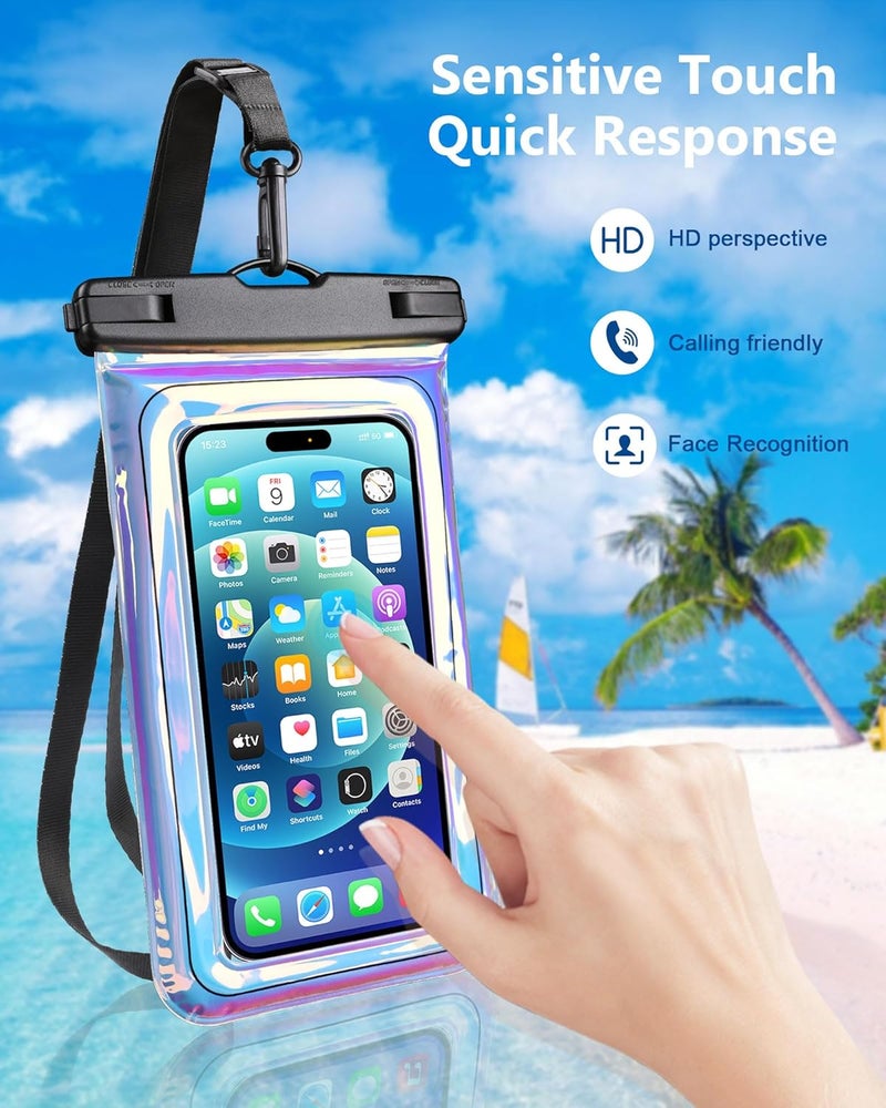 Razobws Waterproof Phone Pouch Floating, IPX68 Waterproof Phone Case with Lanyard for iPhone 16 15 14 13 12 Pro Max Samsung S25 S24 S23 S22, Up to 7 Inch, Beach Vacation Essentials, Dazzling Purple - Image 4